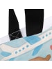 Mr. & Mrs. Panda Reisetasche Bär Flugzeug Design mit Spruch in Weiß