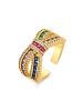 Luxenter ring in metal alloy and multicoloured zirconia finished in 18k yellow gold Alnis
