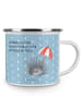 Mr. & Mrs. Panda Camping Emaille Tasse Seeigel mit Spruch in Blau Pastell