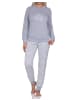 NORMANN langarm Schlafanzug Bündchen Pyjama gestreifter Hose - 83336 in grau