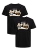 Jack & Jones 2-er Set Logo T-Shirt Kurzarm Basic Shirt JJELOGO in Schwarz-2