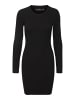 Vero Moda Mini Basic Kleid Ripp Dress Rundhals VMKIKI in Schwarz