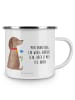 Mr. & Mrs. Panda Emaille Tasse Hund Blume mit Spruch in Weiß