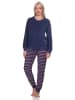 NORMANN Frottee langarm Schlafanzug Bündchen Pyjama - 82616 in marine