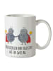 Mr. & Mrs. Panda Kaffeebecher Sternzeichen Zwilling mit Spruch in Weiß