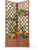 COSTWAY Blumenkasten mit Rankgitter 55x55x140 cm in Braun
