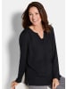 GOLDNER Blusenshirt Elegantes Chiffonshirt mit Jersey-Details in schwarz