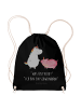 Mr. & Mrs. Panda Turnbeutel Einhorn Schwein mit Spruch in Schwarz