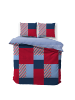 NAUTICA HOME Bettwäsche-Set MORRIS (3 tlg), 100% Baumwolle, 200x200 cm in Rot/Blau