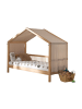 58 aufm Kessel HAUSBETT Kelci 90x200 mit Textilhimmel + Umrandung Buche massiv natur