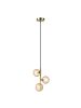 home24 Pendelleuchte KJUL 3-flammig in Metall Gold glänzend / Glas Bernsteinfarben
