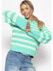 SASSYCLASSY Gestreifter Baumwoll-Pullover in Grün