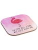 Mr. & Mrs. Panda Glas-Untersetzer Flamingo Stolz mit Spruch in Aquarell Pink