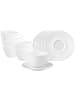 6er Set Milchkaffeetassen mit Untertassen Life Fashion in Luxury White 370 ml