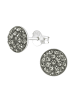 Alexander York Ohrstecker GEO Kristall rund 8 mm I black diamond in 925 Sterling Silber, 2-tlg. in silver
