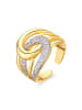 Luxenter ring in brilliant-cut zirconia with an 18-K yellow gold finish - Nava