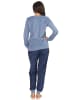 NORMANN Frottee Pyjama Schlafanzug Bündchen Eiskristall - 50135 in blau