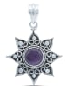 mantraroma 925er Silber - Kettenanhänger (L) 28 x (B) 40 mm mit Amethyst