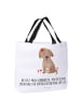 Mr. & Mrs. Panda Tote Bag Hund Dame mit Spruch in Weiß