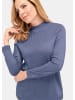 GOLDNER Eleganter Ajourpullover mit Stehbund in rauchblau