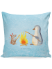 Mr. & Mrs. Panda Couch Kissen Pinguin Lagerfeuer ohne Spruch in Eisblau