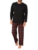 NORMANN Schlafanzug lang Pyjama FlanellHose Karo - 88222 in schwarz