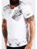Rusty Neal V-Neck T-Shirt Verwaschen mit Seitlichem Logo Print in Weiß