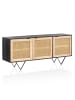 KADIMA DESIGN Sideboard 175x75x45cm Mango Massivholz/Rattan Kommode mit 3 Türen