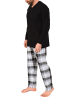 NORMANN Schlafanzug langarm mit karierter Jersey Hose in dunkelgrau