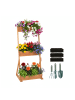 relaxdays Vertikalbeet "3 Kästen" in Natur - (B)60 x (H)140 x (T)50 cm