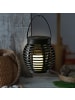 MARELIDA LED Solar Laterne mit LED Kerze in Rattan Korboptik H: 15cm in schwarz