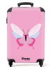 MuchoWow Suitcase, Koffer, Reisekoffer Schmetterling rosa weiß