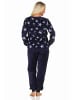 NORMANN Coralfleece Pyjama langarm Bündchen und Sternen - 58389 in marine