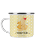 Mr. & Mrs. Panda Camping Emaille Tasse Fuchs Mama mit Spruch in Gelb Pastell