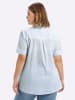 sheego Kurzarm-Bluse in hellblau-weiß-gestreift