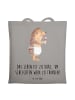 Mr. & Mrs. Panda Baumwolltasche Igel Wein mit Spruch in Light Grey