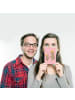 Mr. & Mrs. Panda Postkarte Bären mit Hut ohne Spruch in Rot Pastell