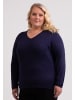 CASH-MERE.CH Seide V-Ausschnitt Pullover in Marine Blau
