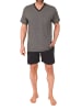 NORMANN Kurzarm Schlafanzug Shorty Pyjama print in grau
