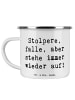 Mr. & Mrs. Panda Emaille Becher Spruch Fehler machen und daraus ... in Weiß