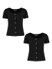 Hailys Geripptes T-Shirt 2-er Set Kurzarm mit Knöpfen SAMMA in Schwarz