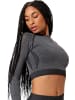 Stark Soul® Long Sleeve Crop Top in Schwarz