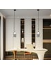 ZMH Pendelleuchte in rauchgrau 1-flammige G9 Glas Vintage H 120CM Zylinder-Design
