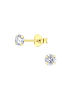 Alexander York Ohrstecker ROUND ZIRCONIA 4 mm in Gold aus 925 Sterling Silber, 2-tlg.