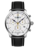 Zeppelin Herren-Armbanduhr Barcelona Chronograph mit Lederband Weiß / Braun / Silber
