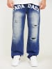 DADA Loose Denim Jeans mit Frontlogo und Destroyed Look in Blau