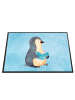 Mr. & Mrs. Panda Schreibtischunterlage Pinguin Buch ohne Spruch in Eisblau