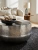 KADIMA DESIGN Couchtisch Aluminium Silber 60x60x35cm Wohnzimmertisch Hammerschlag in Silbern