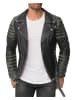 Reichstadt Herren Slim Fit Bikerjacke Silver Zipper  in Fungi Green