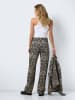 Noisy may Straight Fit Jeans mit Zebra-Print Denim Stoffhose in Creme